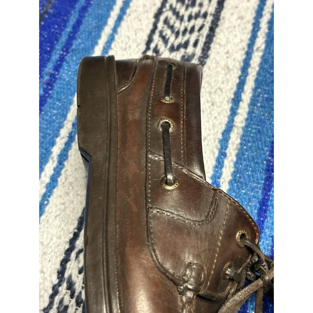 Sperry Top-Sider Brown Leather Boat Shoes Men's Size 8M 2 Eye Moc Toe Casual